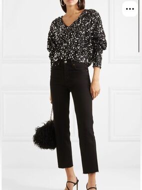 Rotate Birger Christensen The Masha Top Black and Silver Sequin Size XS